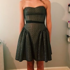 Black and Silver Strapless Dress